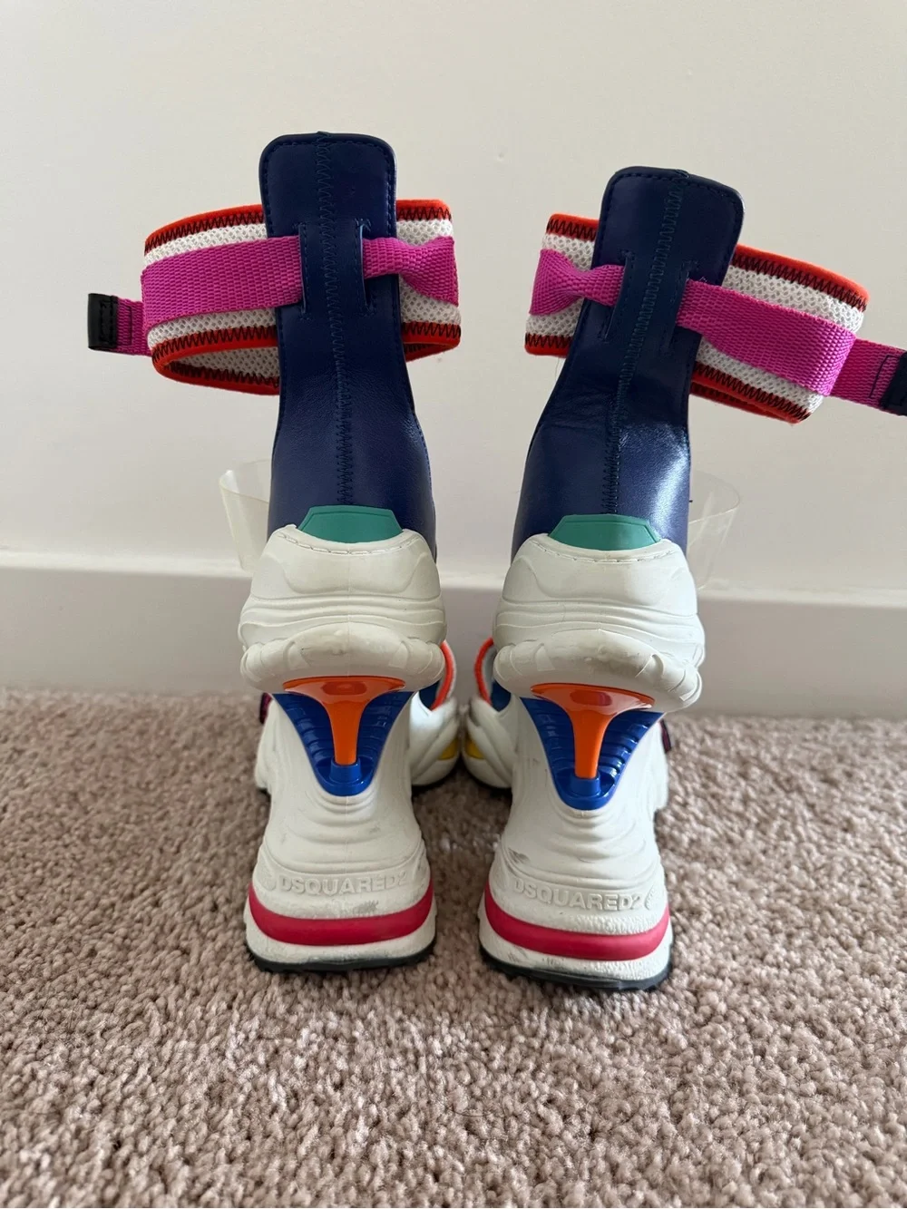 DSQUARED2 Multicolor Platform Sport Sandals - Pink, Blue, White, Red, Yellow